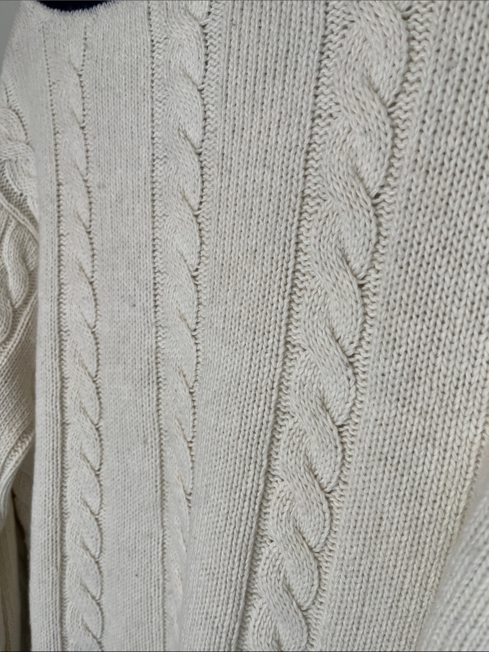 Polo by Ralph Lauren Cream Cricket Cable-Knit V-Neck Sweater with Navy & Yellow - Picture 11 of 17